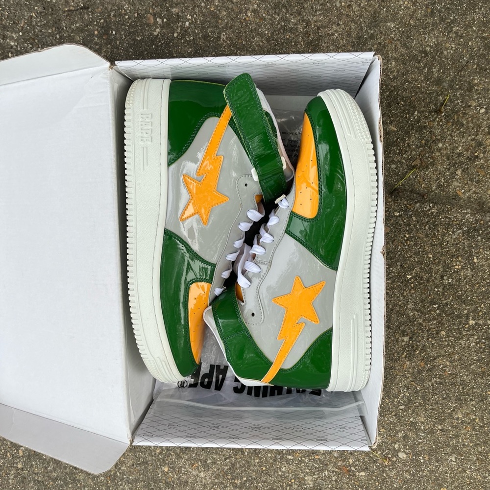 A Bathing Ape Bape Sta Mid Green Grey Orange